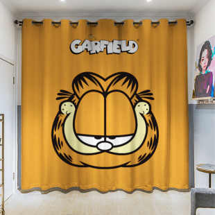 加菲猫动漫卡通挂钩窗帘布卧室客厅全遮光儿童房寝室隔断隔温