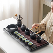 天然乌金石电木茶盘家用简约功夫茶具，排水石头茶台茶托盘茶海套装