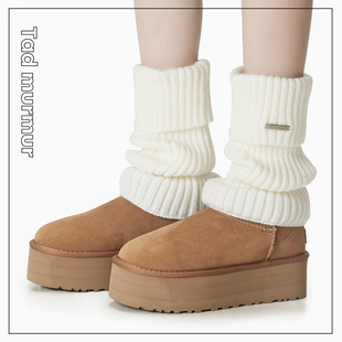 腿套白色针织女款冬季y2k辣妹，保暖袜套雪地靴，堆堆袜冬季小腿袜子