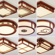 现代中式吸顶灯 led正方形实木卧室书房灯具仿古木艺餐厅灯中国风