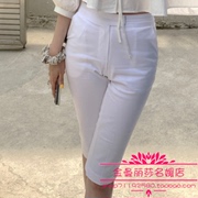 韩国23年夏款气质淑女时尚优雅线条显瘦百搭中裤五分裤