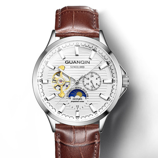士全自动镂空机械手表，瑞士手表学生皮带，手表品牌冠琴男夜光