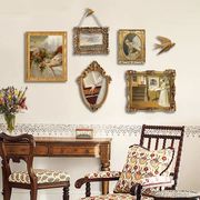 新法式复古金色树脂雕花客厅沙发背景墙装饰画古典轻奢组合壁画库