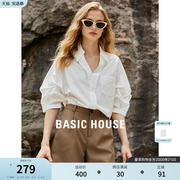 basichouse百家好时尚，短袖女衬衫，夏季设计感小众衬衣