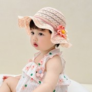 女童帽子夏季薄款洋气纯棉女孩遮阳帽婴儿草帽大檐防晒宝宝太阳帽