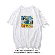 梵高世界名画系列t恤星空，向日葵自画像油画短袖，纯棉情侣复古上衣