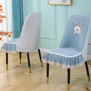 轻奢弧形椅子套罩餐桌椅套坐垫靠背，一体垫四季通用半圆椅垫凳子套