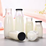 玻璃鲜奶瓶酸奶瓶玻璃布丁瓶牛奶瓶奶吧瓶送盖子耐高温