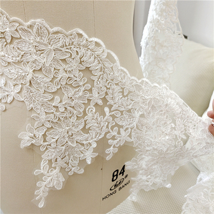 白色花朵婚纱头纱窗帘服装，宽蕾丝花边，桌布diy配件辅料装饰