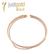 justgold鎮金店Avidity4分钻石18K玫瑰色黄金手镯手链7120232R