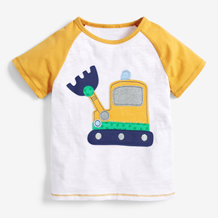 夏季男童短袖T恤纯棉拼色汽车2可爱4幼儿园7岁男宝宝夏装半袖