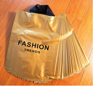 时尚竖款收纳袋鞋盒手提袋男女服装店手拎袋金色塑料袋购物袋加厚