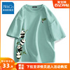 真维斯集团短袖t恤男2024夏季中国风熊猫，男士半袖纯棉男款体恤衫a