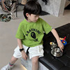 男童短袖夏季猿猴潮牌儿童日系休闲牛油果绿T恤女童宝宝卡通上衣