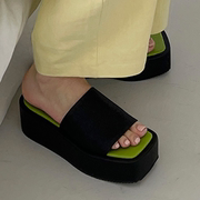 韩国女鞋22夏季韩版拖鞋一字拖厚底松糕底外穿糖果色INS