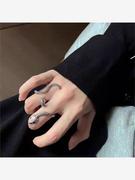 暗黑风蛇形开口食指戒指女复古时尚个性指环，哥特式冷淡风独特戒子