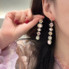 IADUO韩国轻奢手工系耳环果冻钻花朵长串耳钩气质耳饰新中式E1636