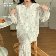 月子服夏季薄款产后纯棉纱布春秋款3月份4哺乳期孕妇睡衣喂奶套装