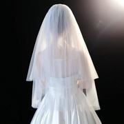 婚纱头纱女新娘白色头饰超仙短款森系复古韩式结婚礼网红拍照