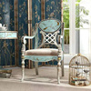 uvhome·手绘·新古典(新古典)实木脚沙发椅复古高靠单人蓝