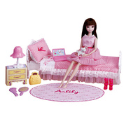 。新安丽莉梦幻卧室公主玩具换装娃娃套装礼盒女孩过家家梦幻寝室