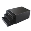 皮革桌面文件柜两/三层A4抽屉式桌面收纳盒办公室用品商务三抽黑