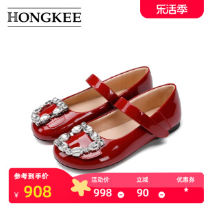 Hongkee/红科女鞋春季晚晚风温柔鞋平底小皮鞋玛丽珍H054S102