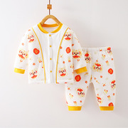 0-3月男女宝宝加厚棉服分体套装，婴儿全棉衣服纯棉婴儿夹袄秋衣裤