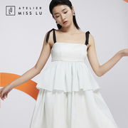 AtelierMissLu设计师品牌夏日少女薄荷绿吊带蓬蓬裙