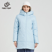 TECTOP探拓户外女士款冬季防风加厚保暖棉服连帽外套中长款棉衣