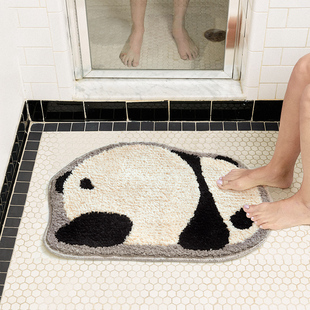 暖藻可爱卡通毛绒熊猫地垫，浴室门口吸水防滑卫生间地毯厕所脚垫