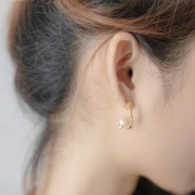 一枝橘 法式高级感时髦金属淡水珍珠耳环 欧美气质复古925银针