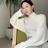 韩国chic秋季温柔立领修身内搭打底背心+坑条披肩针织毛衣两件套