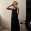 可娜大码定制无袖背心条纹连衣裙，女春内搭打底穿针织吊带长裙