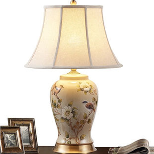 小众设计师店20年欧式美式复古陶瓷台灯沙发角几全铜床头灯饰