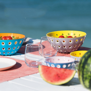 意大利guzzini幻影波点碗创意，可爱潮流家用碗套装，沙拉水果透明碗