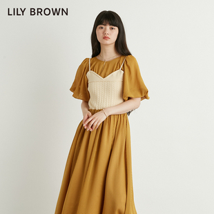 lilybrown2024春夏气质，针织雪纺拼接假2件连衣裙lwfo241108