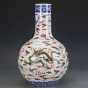 花瓶清雍正瓷器斗彩龙纹天球瓶仿古瓷器古董古玩明清老瓷器收藏品