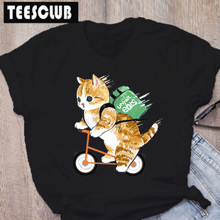 Funny Cat Women  T Shirt 个性原宿可爱猫咪印花时尚闺蜜情侣T恤