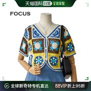 韩国直邮4CUS 毛衣 FOCUS 方形 针织 短袖 开襟毛衫 FM3C7KC019