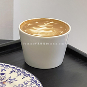 日式简约纯色咖啡手握杯极简马克杯大口拉花杯in风陶瓷拿铁澳白杯