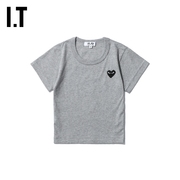 IT CDG PLAY COMME des GARCONS川久保玲童装短袖T恤黑色爱心刺绣