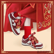 适配aj婚鞋装饰红丝绸带，可拆卸配件挂件红色，配饰鞋带新娘喜字结婚