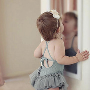ins儿童泳衣女女童韩国婴儿，宝宝1-3-6岁可爱公主连体网纱纱裙泳装