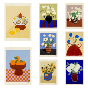 欧洲复古花朵水果家居相框装饰画，芯法式文艺，抽象艺术客厅餐厅海报