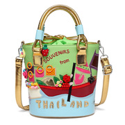 包包女2024女包文艺帆布水桶，包绿色(包绿色，)时尚休闲泰国手提斜跨小包