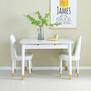 电磁炉白色餐桌岩板家用小户型椅，组合伸缩现代简约法式奶油风饭桌