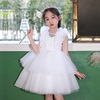 儿童洋气婚纱裙花童蓬蓬公主裙女童白色连衣裙子小女孩表演出礼服