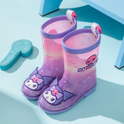 库洛米儿童雨鞋女童水晶雨靴幼儿园可爱卡通小童防滑防水胶鞋女孩
