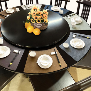中国风家用皮革餐垫酒店餐厅扇形西餐垫欧式牛皮纹隔热餐桌垫